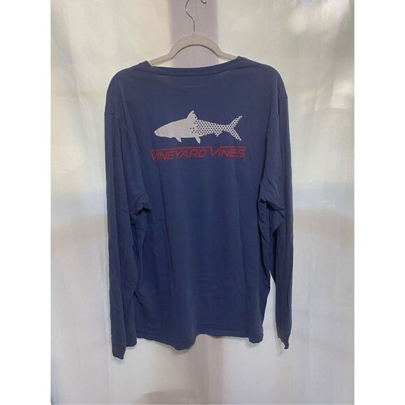 Vineyard Vines Mens Tarpon Fish Graphic Long Sleeve T-Shirt Navy Size XXL - Picture 2 of 4